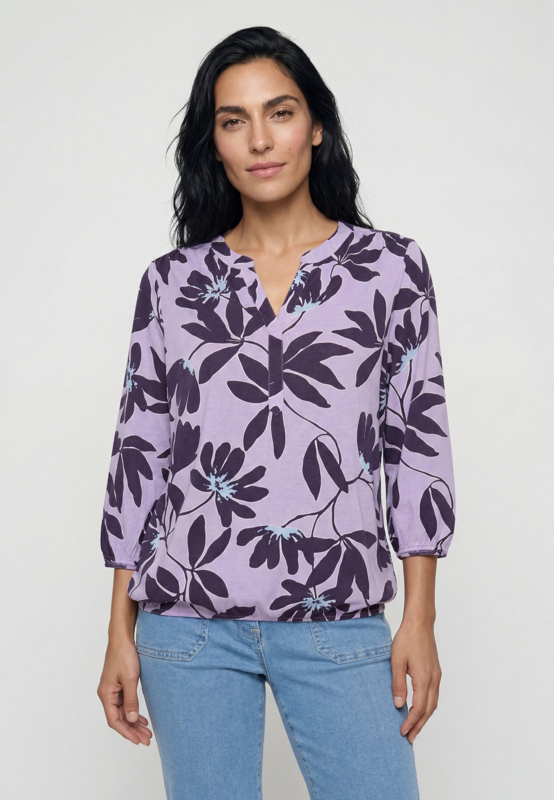 Olsen Tunikashirt Shirt mit Tunikaausschnitt und 3/4-Ärmeln