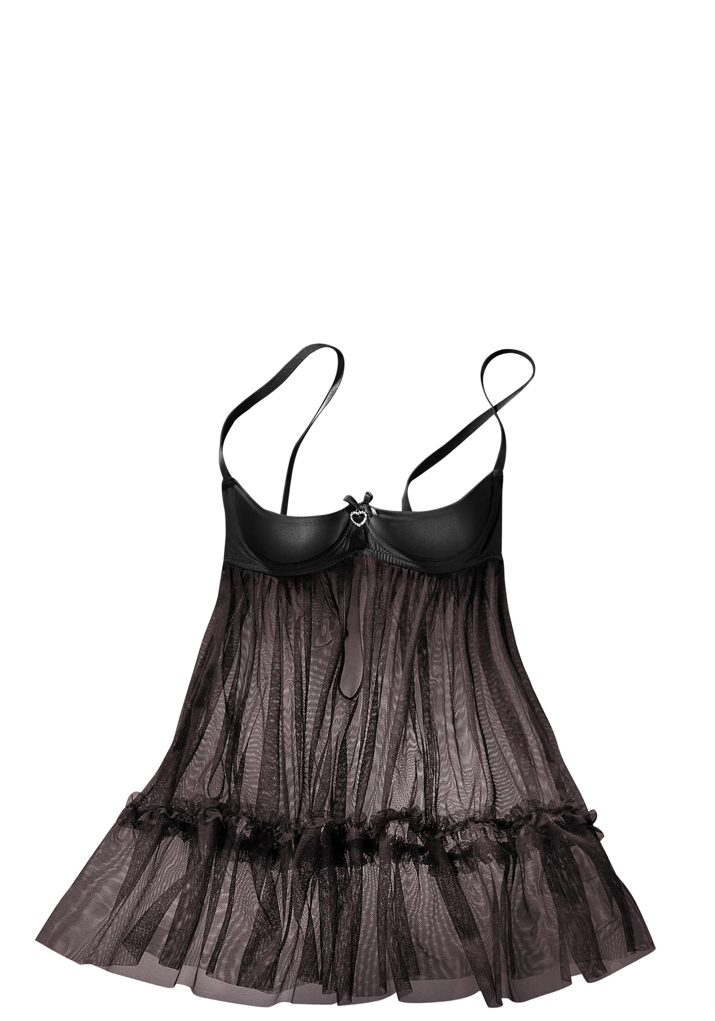 petite fleur gold Negligé mit Büstenhebe, aus zartem Tüll, sexy Dessous, Reizwäsche