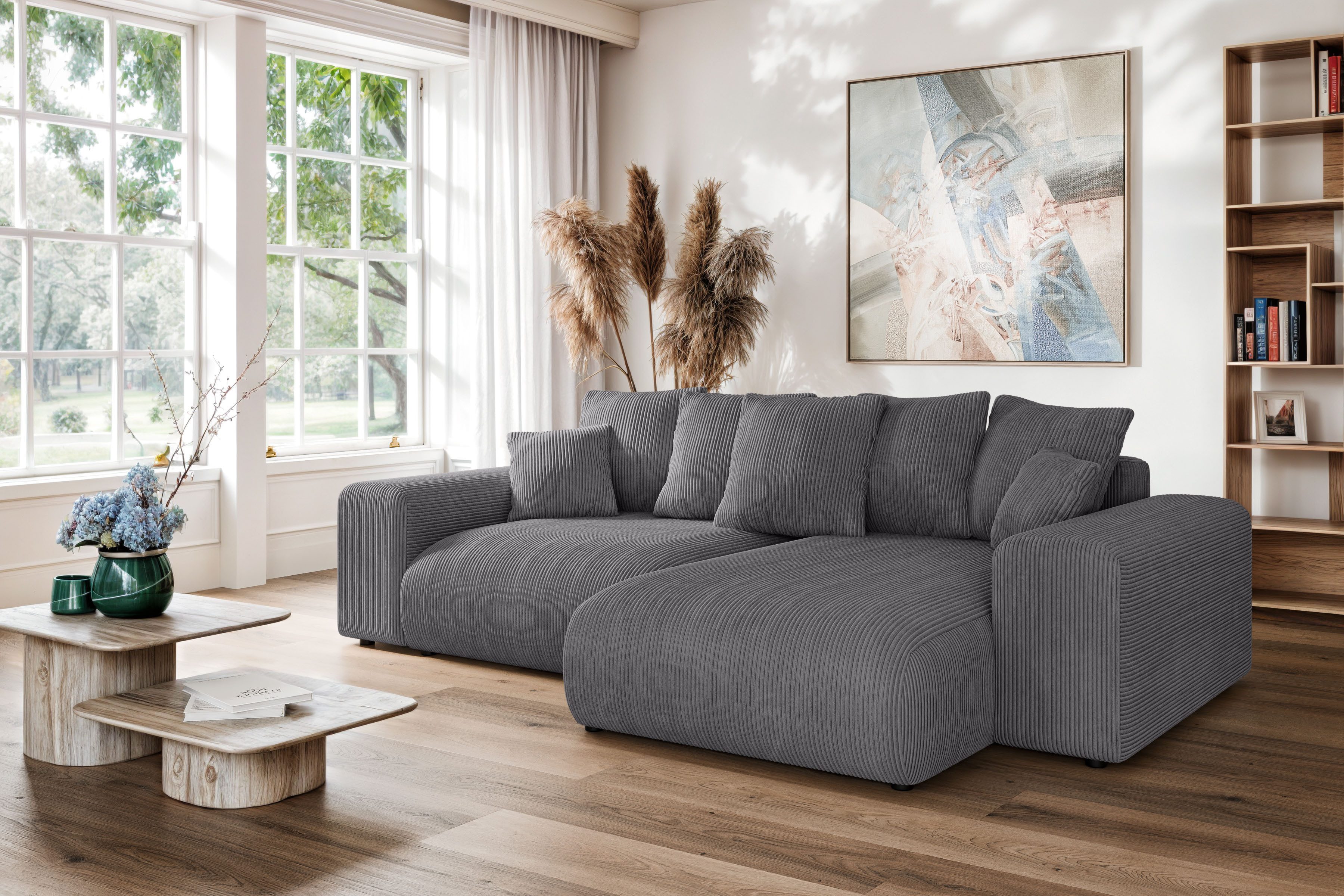 Ecksofa LAKESIDE mit Bettfunktion und Bettkasten, B/T/H 257/166/84 cm