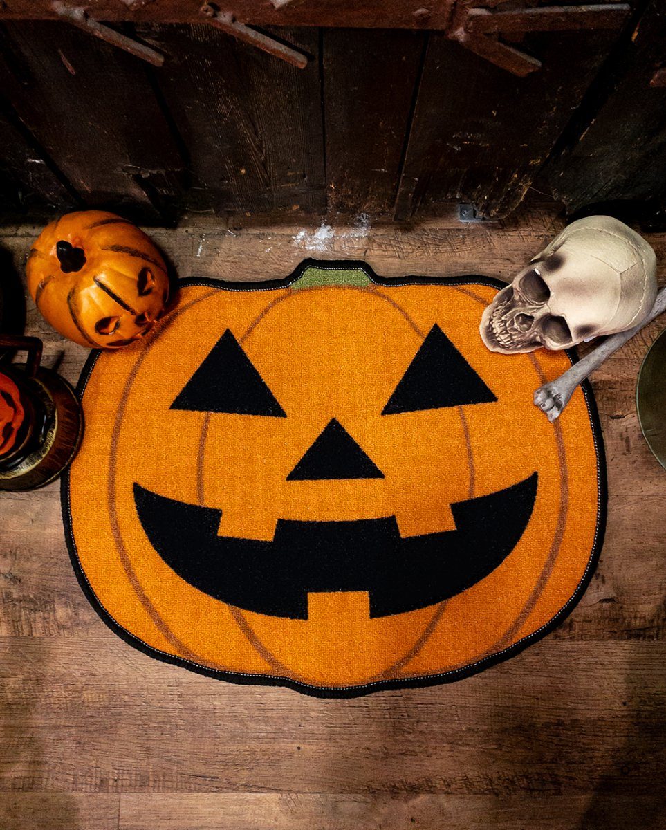 Horror-Shop Teppich Oranger Halloween Kürbis Teppich günstig online kaufen