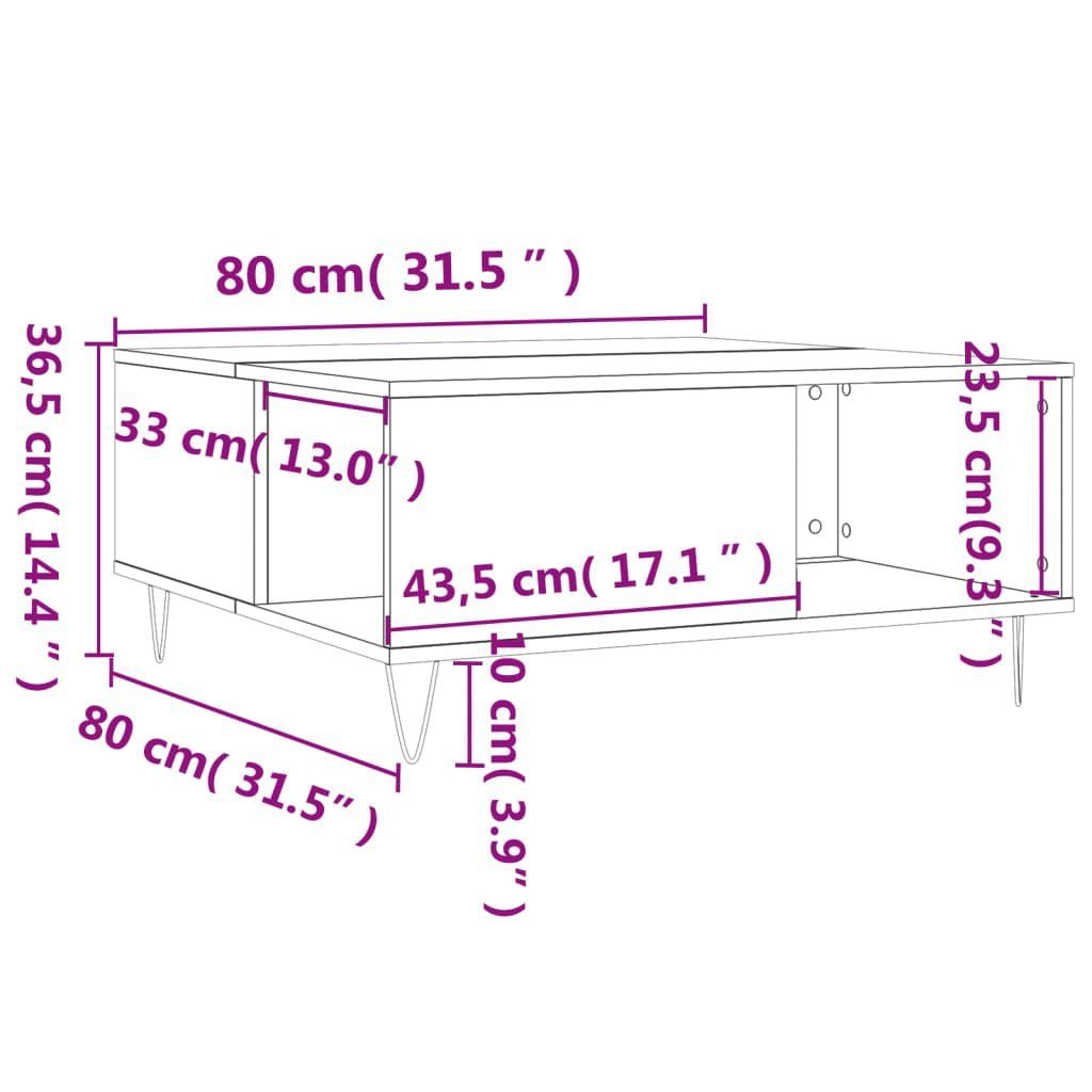 Betongrau cm Couchtisch Betongrau 80x80x36,5 (1-St) | vidaXL Holzwerkstoff Betongrau Couchtisch