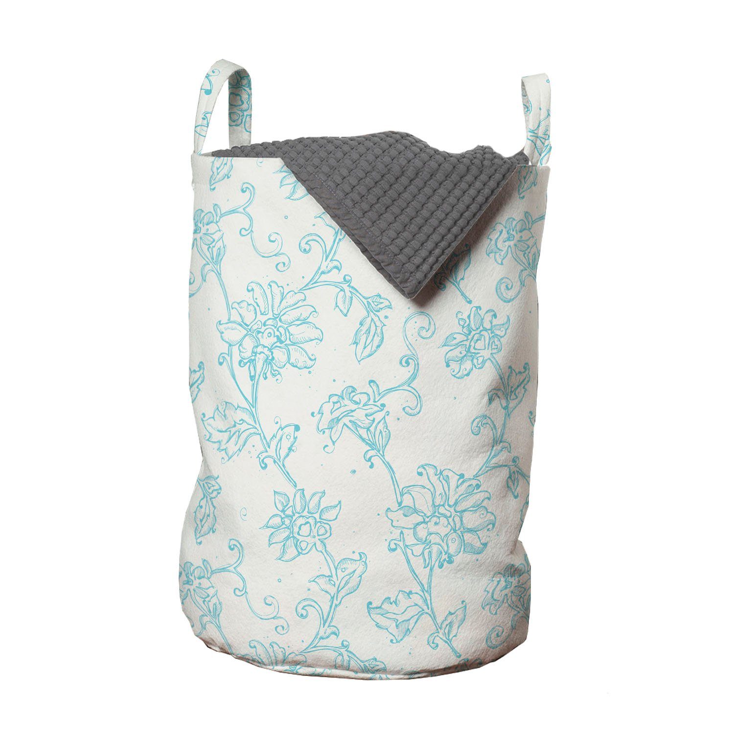 Abakuhaus Wäschesäckchen Wäschekorb mit Griffen Kordelzugverschluss für Waschsalons, Botanisch Einfach Romantik Blumen