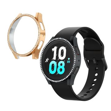 kwmobile Smartwatch-Hülle 2x Kunststoff Hülle für Samsung Galaxy Watch 5 (40mm), Schutzrahmen - Glitzer Schutzhülle in Schwarz Rosegold