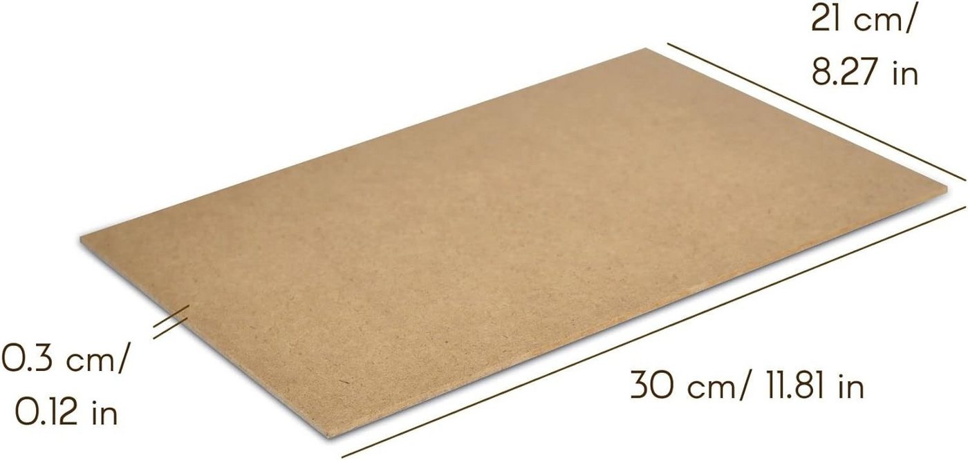 Thumbnail - Creative Deco Bastelnaturmaterial A4 MDF Platten, 300 x 210 x 3 mm Dünne Holzplatten, (5-tlg), Perfekt für Laser, CNC Ro...