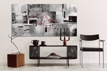 YS-Art Gemälde Courage, Abstrakt, Abstraktes auf Leinwand Bild Handgemalt Schwarz Weiß Rot