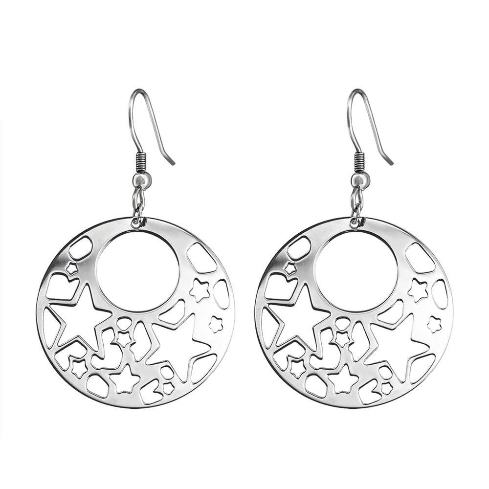 Ohrring-Set Ohrhänger rund Mond und Sterne 38mm aus Edelstahl Damen
