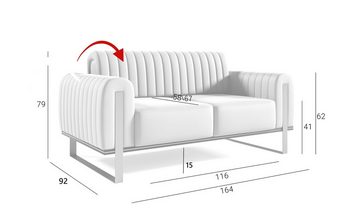 Fun Möbel 2-Sitzer Sofa Designersofa VALERIE in Stoff Elisa Velvet, auch im Set erhältlich, Rückenlehne verstellbar