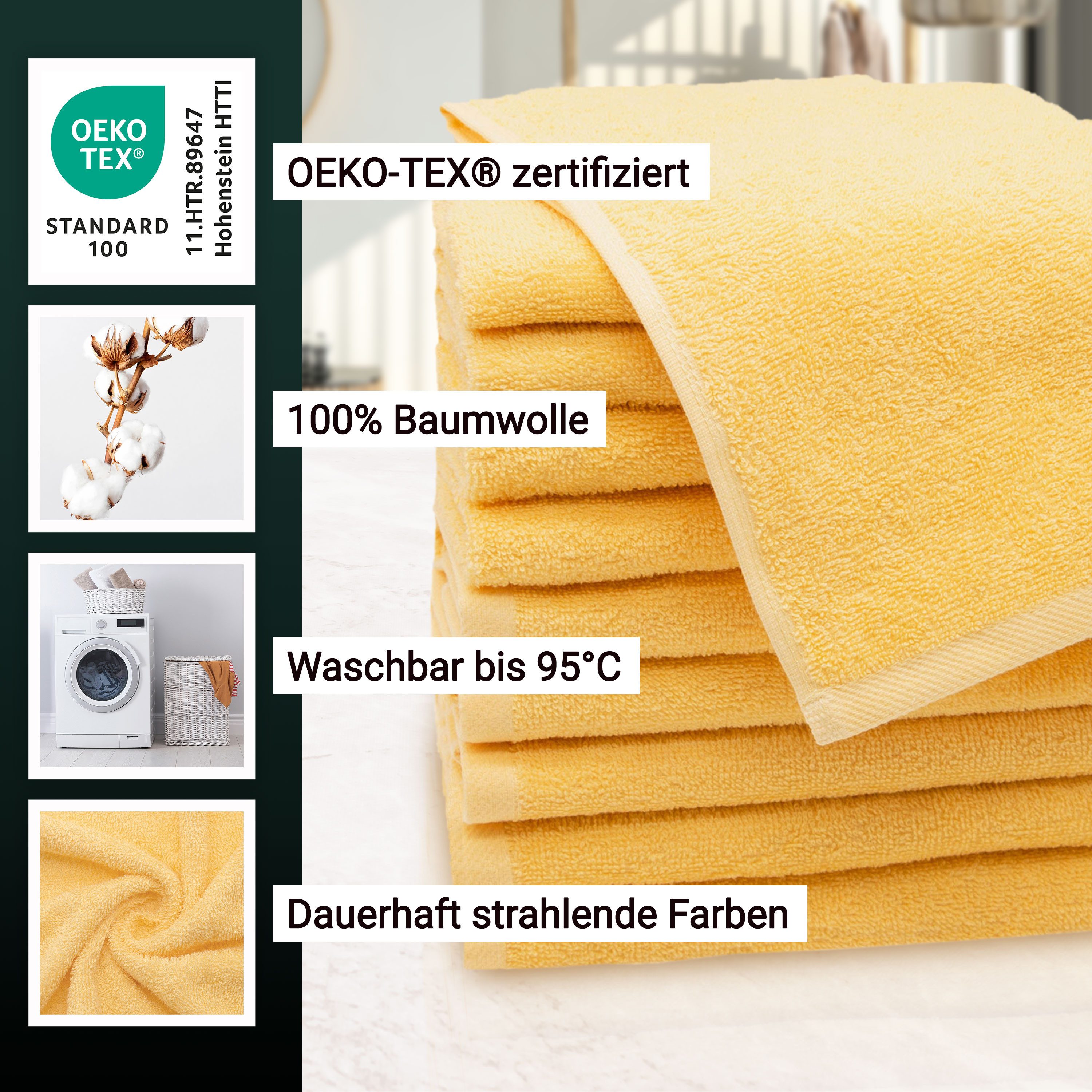 ZOLLNER Gästehandtücher, Walkfrottier (10-St), 30 x 50 cm, 100% Baumwolle, alle Farben bis 95°C waschbar