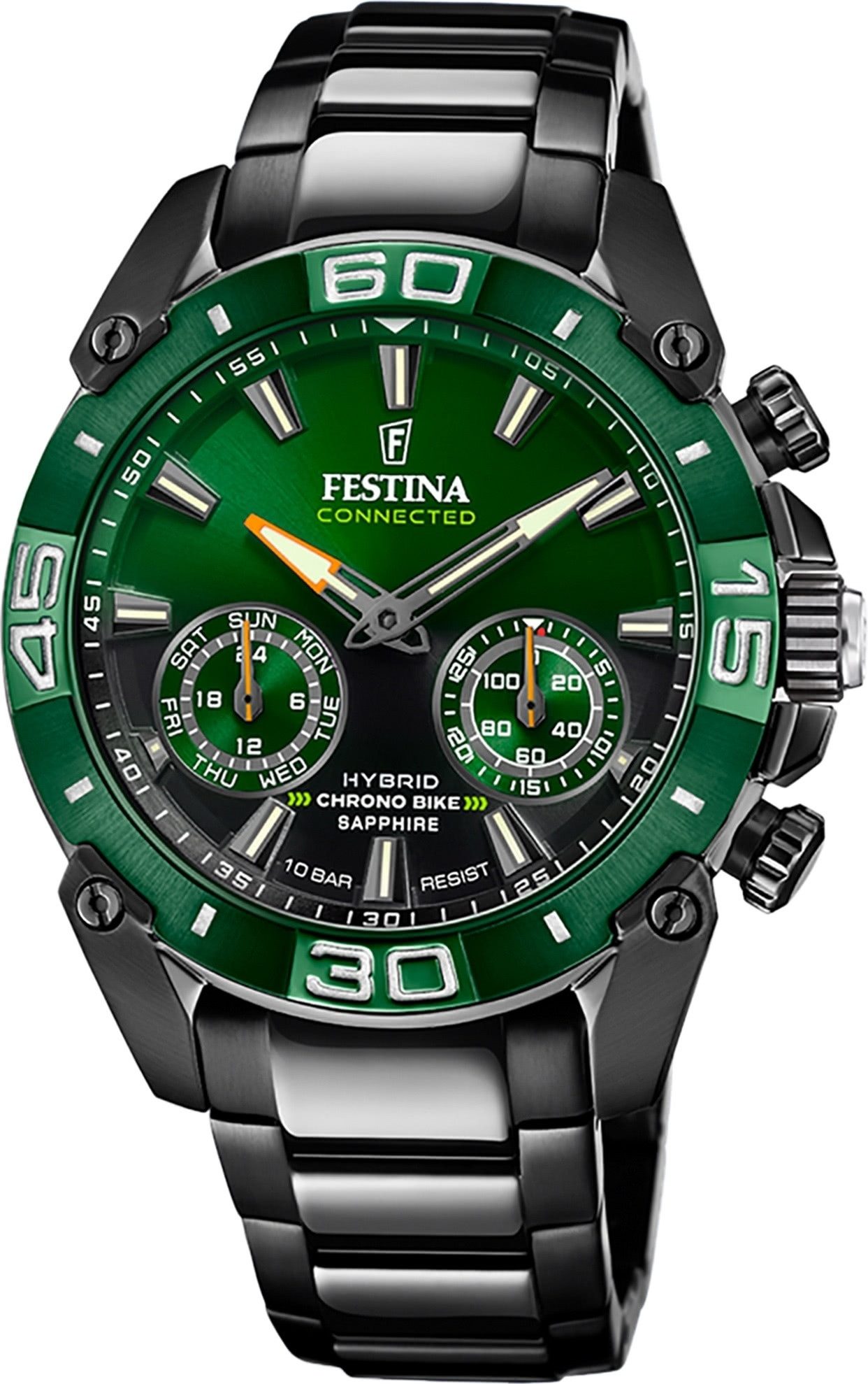 Chronograph Festina Herrenuhr Edelstahl schwarz