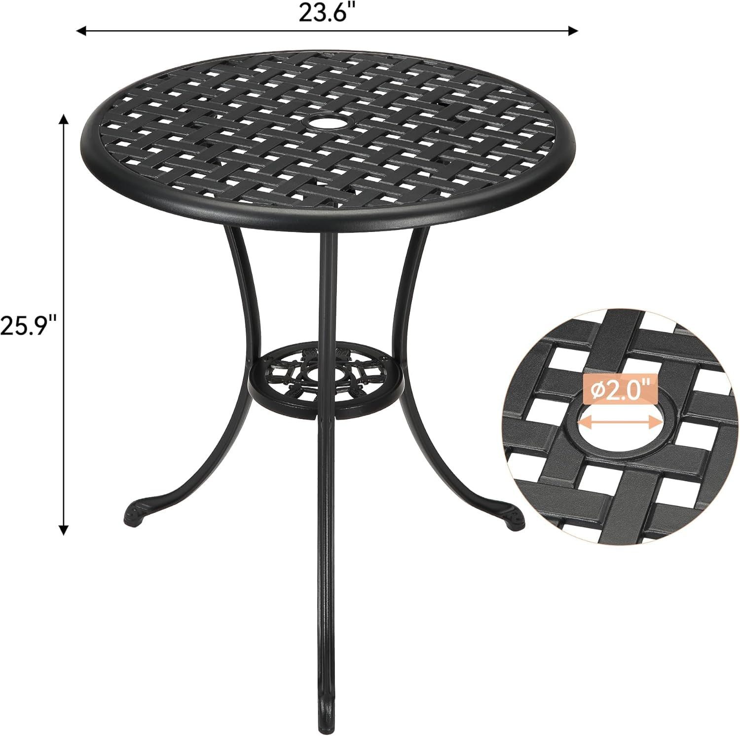 GarveeMore Gartentisch Balkontisch Bistrotisch Outdoor Aluminium 60x60x66cm