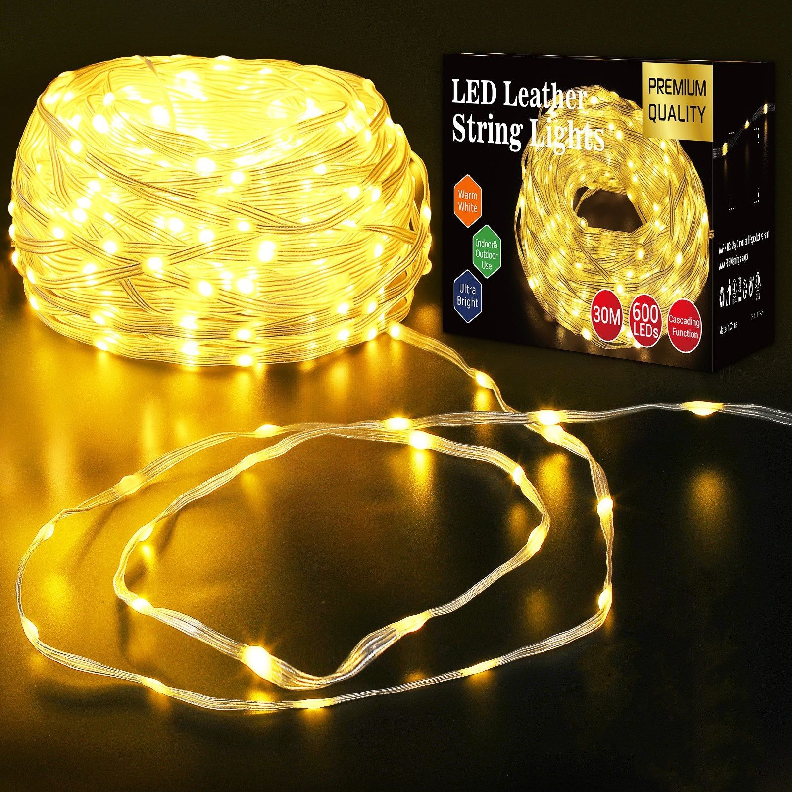 Quntis Lichterkette Weihnachtsbeleuchtung mit Stecker, 9 Modi weihnachtsdek günstig online kaufen
