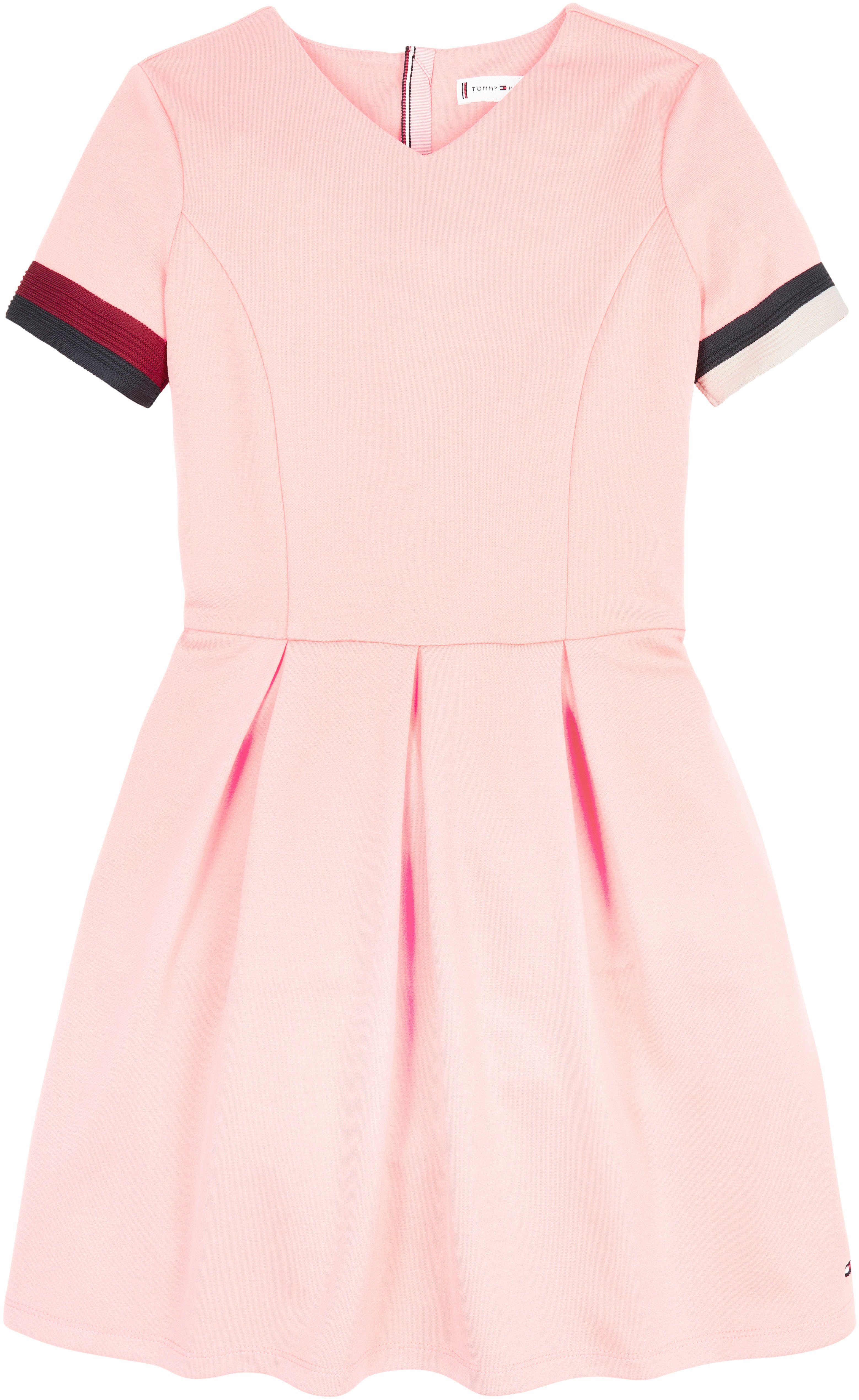 Tommy DRESS Crystal Junior Kinder PUNTO Blusenkleid STRIPE Kids Hilfiger Pink GLOBAL MiniMe,für Mädchen