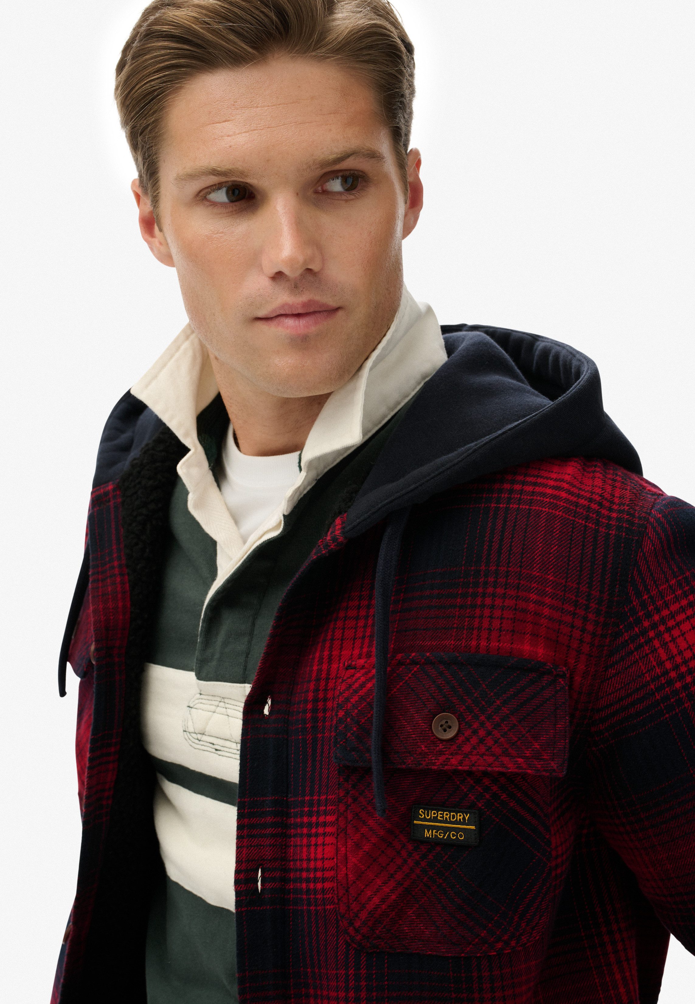 Superdry Langarmhemd SURPLUS HOODED CHECK SHIRT