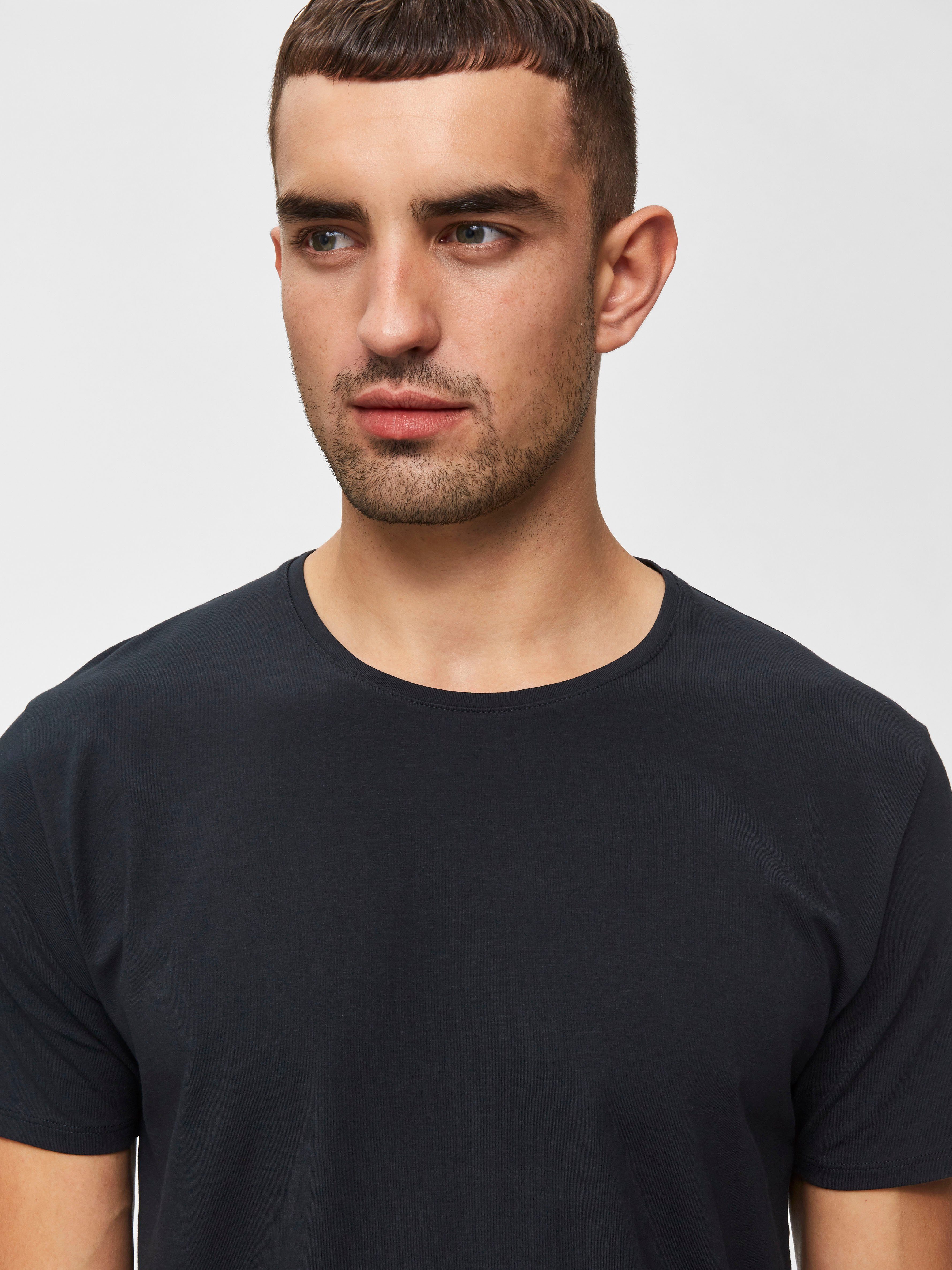 black Basic HOMME Rundhalsshirt SELECTED T-Shirt