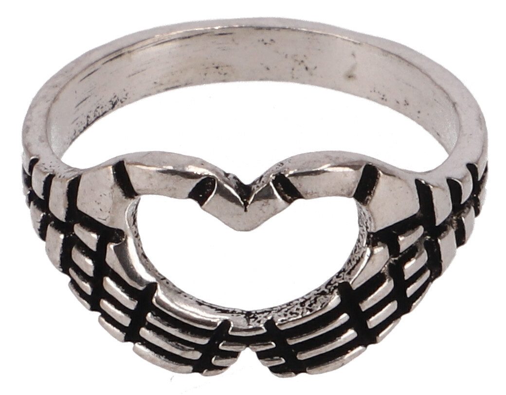 Guru-Shop Fingerring Messing Modeschmuck Ring mit Herz Motiv -..