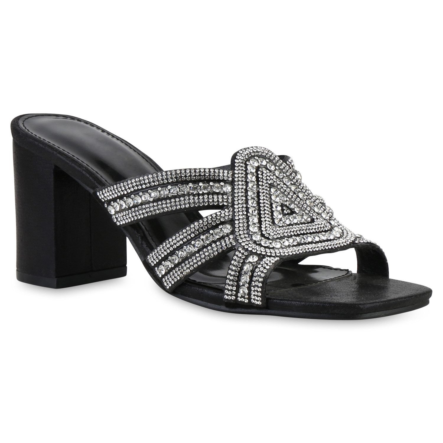 VAN HILL 841539 Sandalette Damen Pantoletten Sandaletten Strass Cut-Outs Ab günstig online kaufen