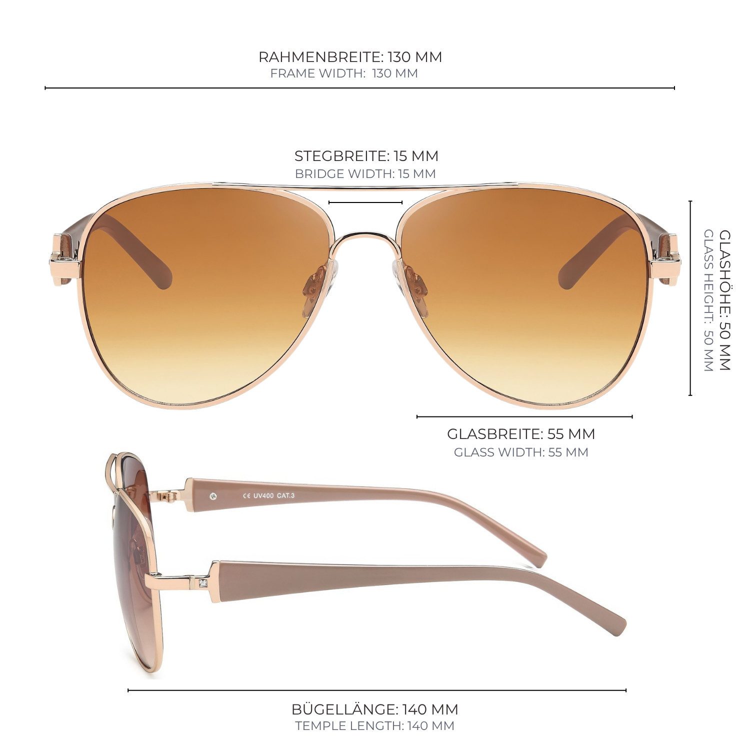 styleBREAKER Sonnenbrille Pilotenbrille mit Strass Edle Fliegerbrille (1-St) – Bild 5 von 5