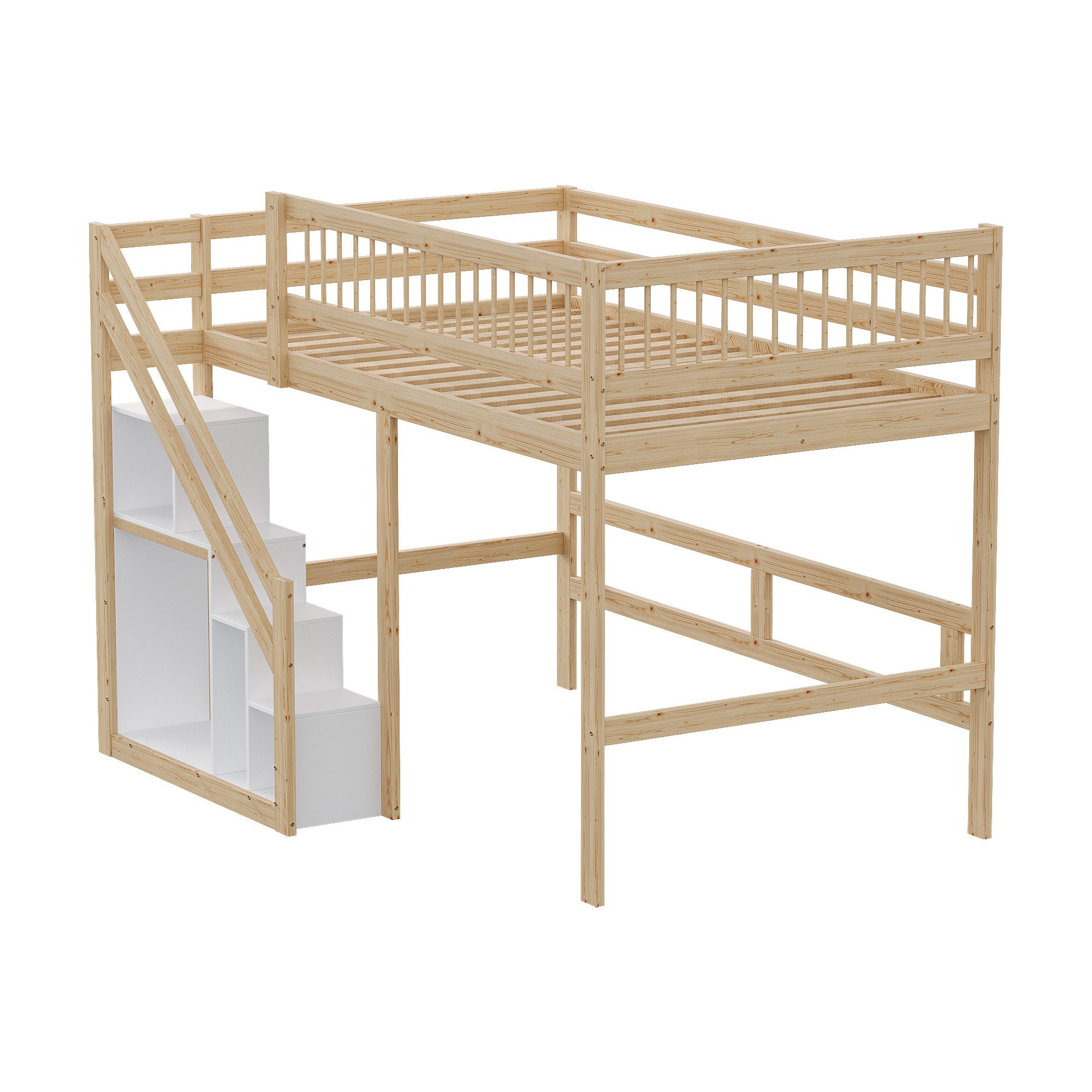 OKWISH Etagenbett Holzbett Kinderbett, Treppe mit günstig online kaufen