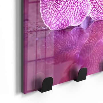 DEQORI Kleiderhaken 'Einzelne Orchideenblüte', Glas Garderobe Paneel magnetisch beschreibbar