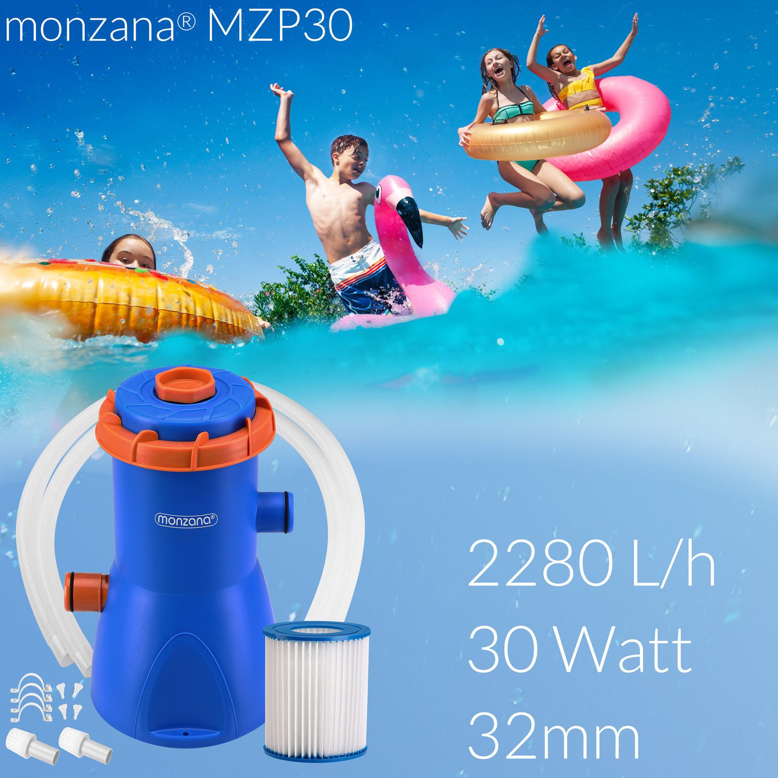 monzana Wasserpumpe Wasserfilteranlagen (11-tlg), Filterpumpe MZP30 günstig online kaufen