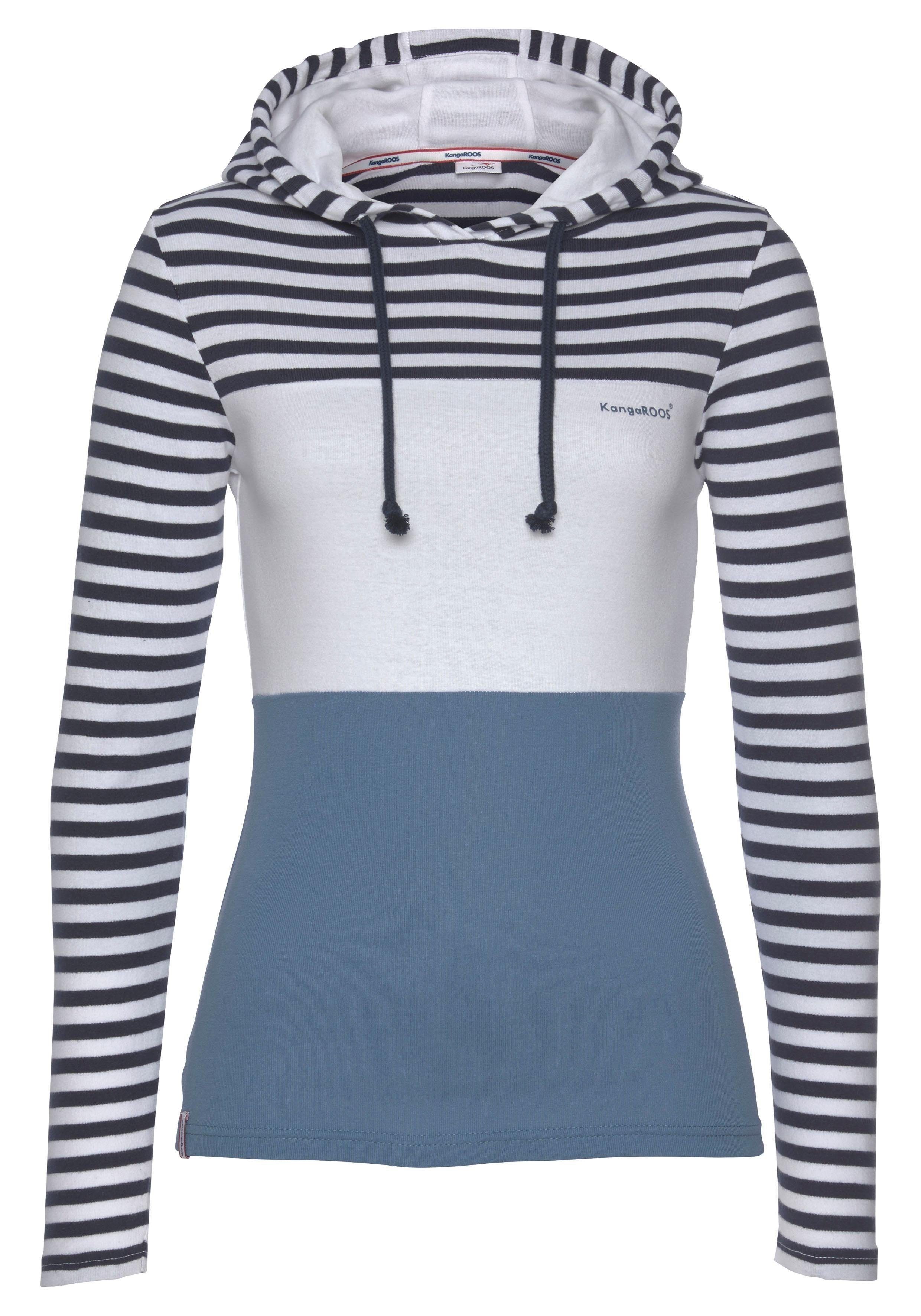 KangaROOS Kapuzenshirt Langarm, sehr figurbetont, mit Colourblocking-Optik. Reduzierter Preis € 27,99. Unverbindliche Preisempfehlung € 39,99, (€ 27,99 pro 1 Stk)