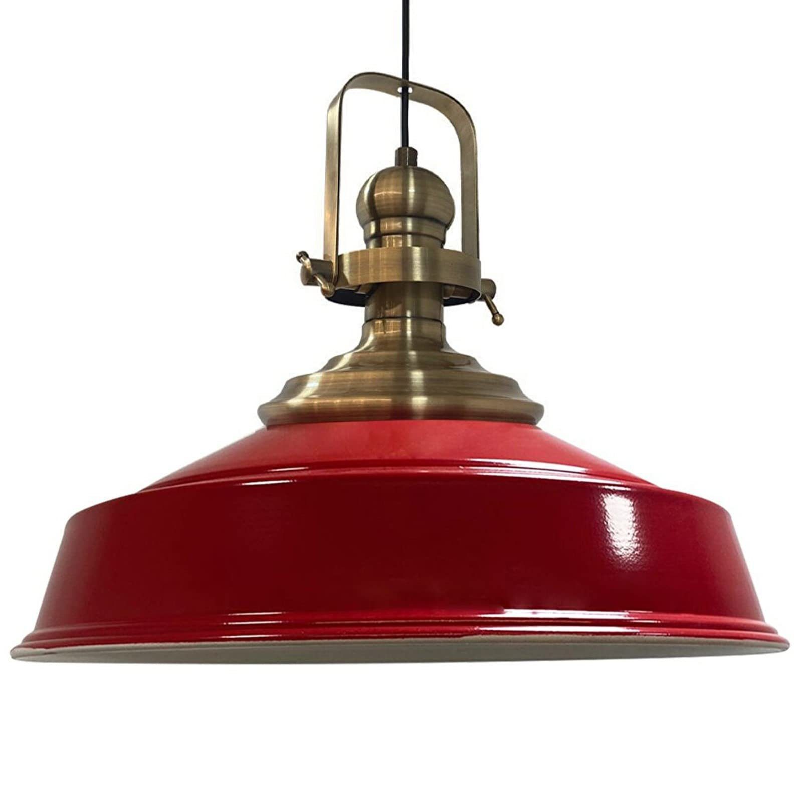 Bamyum Pendelleuchte Bamyum Pendelleuchte Metall E27 Ø41 cm Aslet Lampe, Rot Vintage I ohne l Leuchtmittel