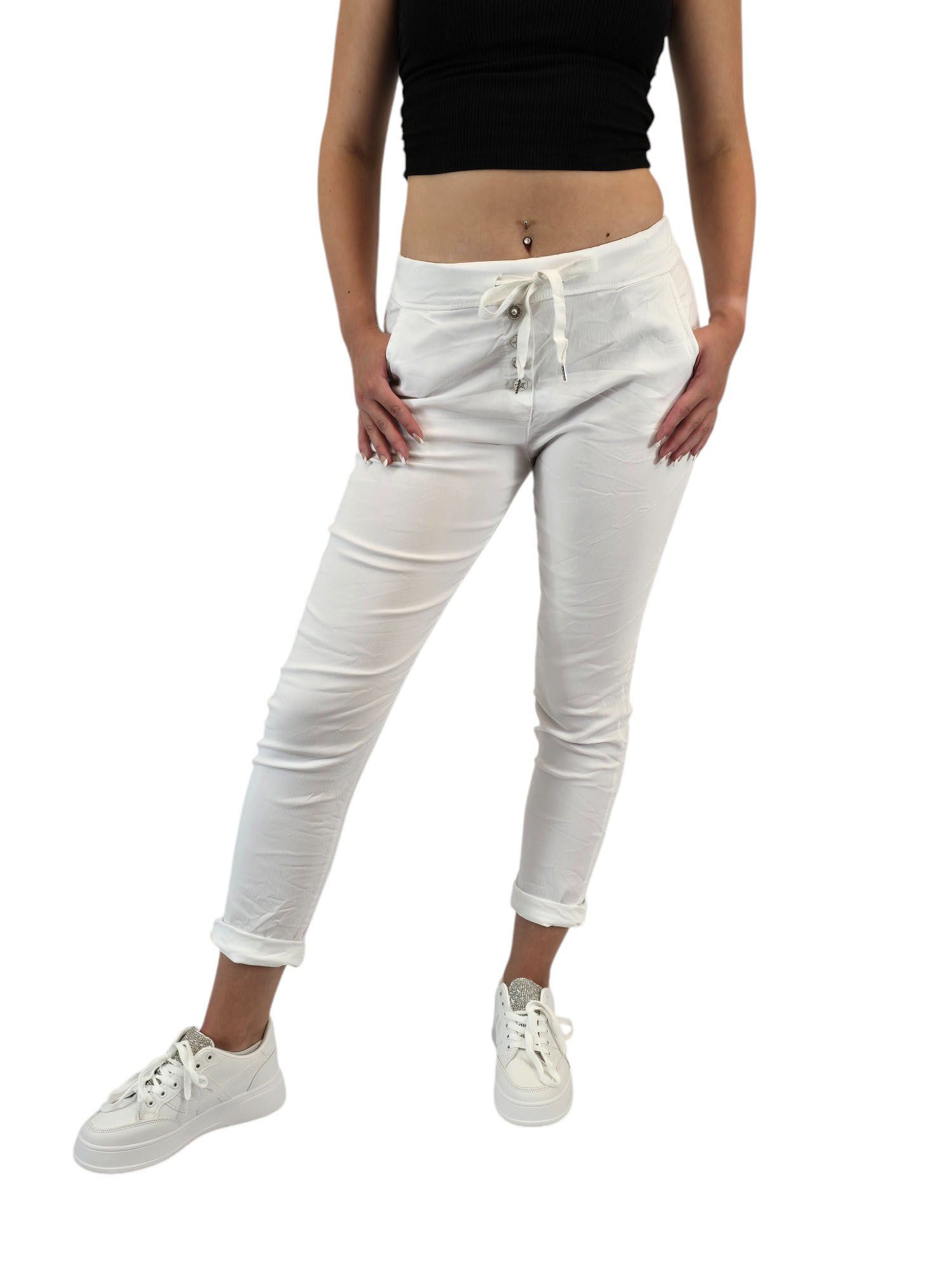 Rehoboth Moda Schlupfhose Damen Joggpants / Schlupfhose mit edlen Zierknöpfen und Bindeband
