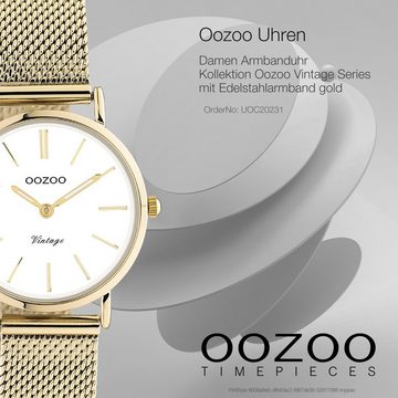 OOZOO Quarzuhr Oozoo Unisex Armbanduhr gold Analog, Damen, Herrenuhr rund, klein (ca 28mm) Edelstahlarmband, Elegant-Style