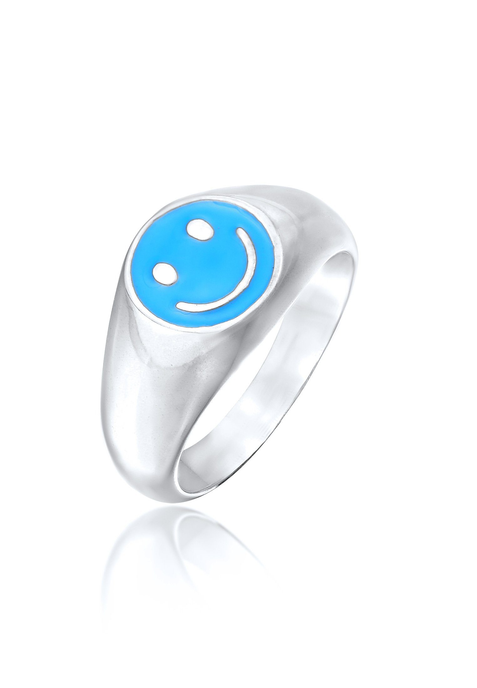 Kuzzoi Siegelring Herren Siegelring Smiling Emaille 925 Silber