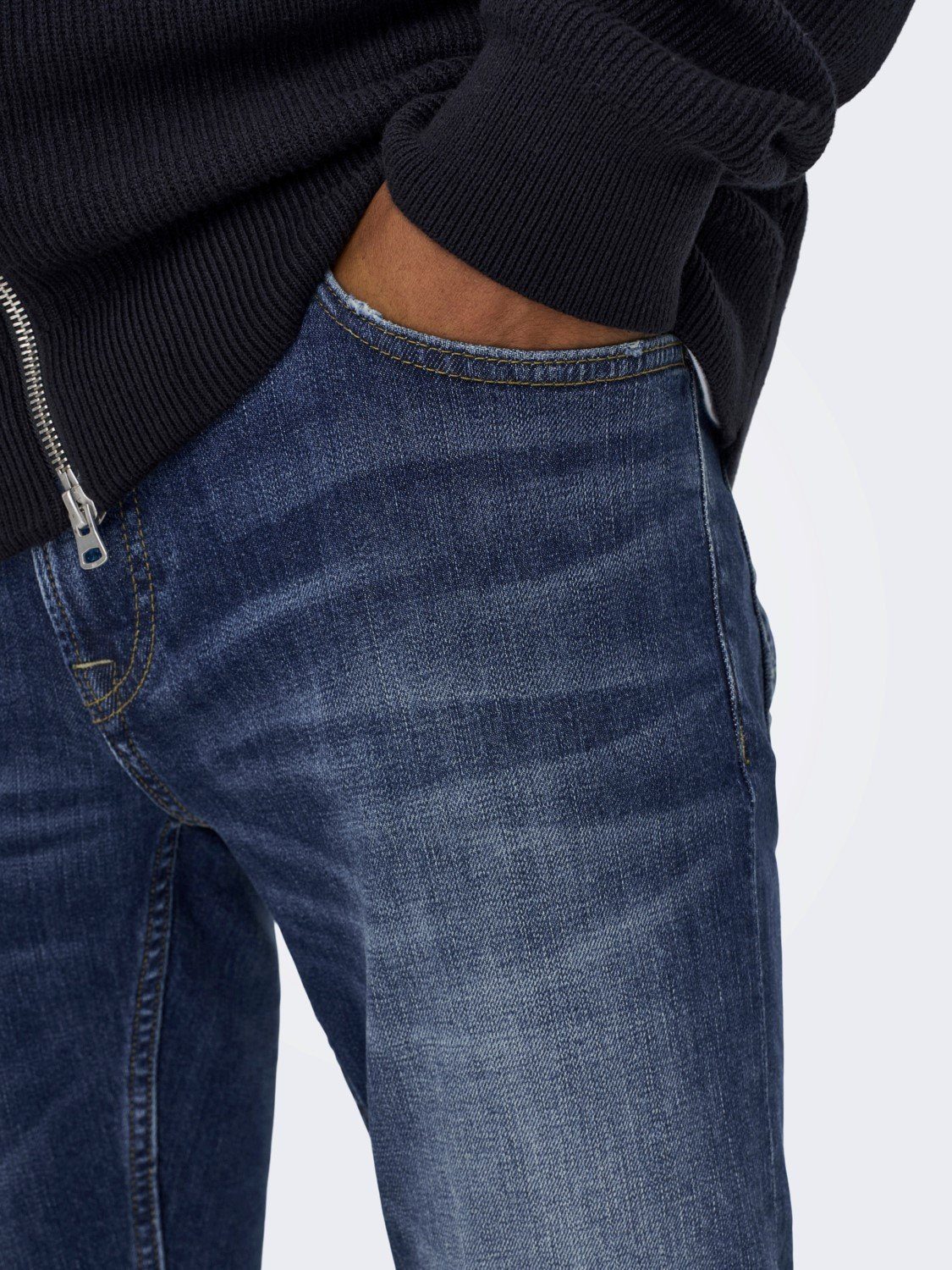 Basic ONSLOOM 3970 Denim Stoned ONLY & Jeans Slim SONS (1-tlg) Washed in Hose Blau-4 Slim-fit-Jeans Pants Fit