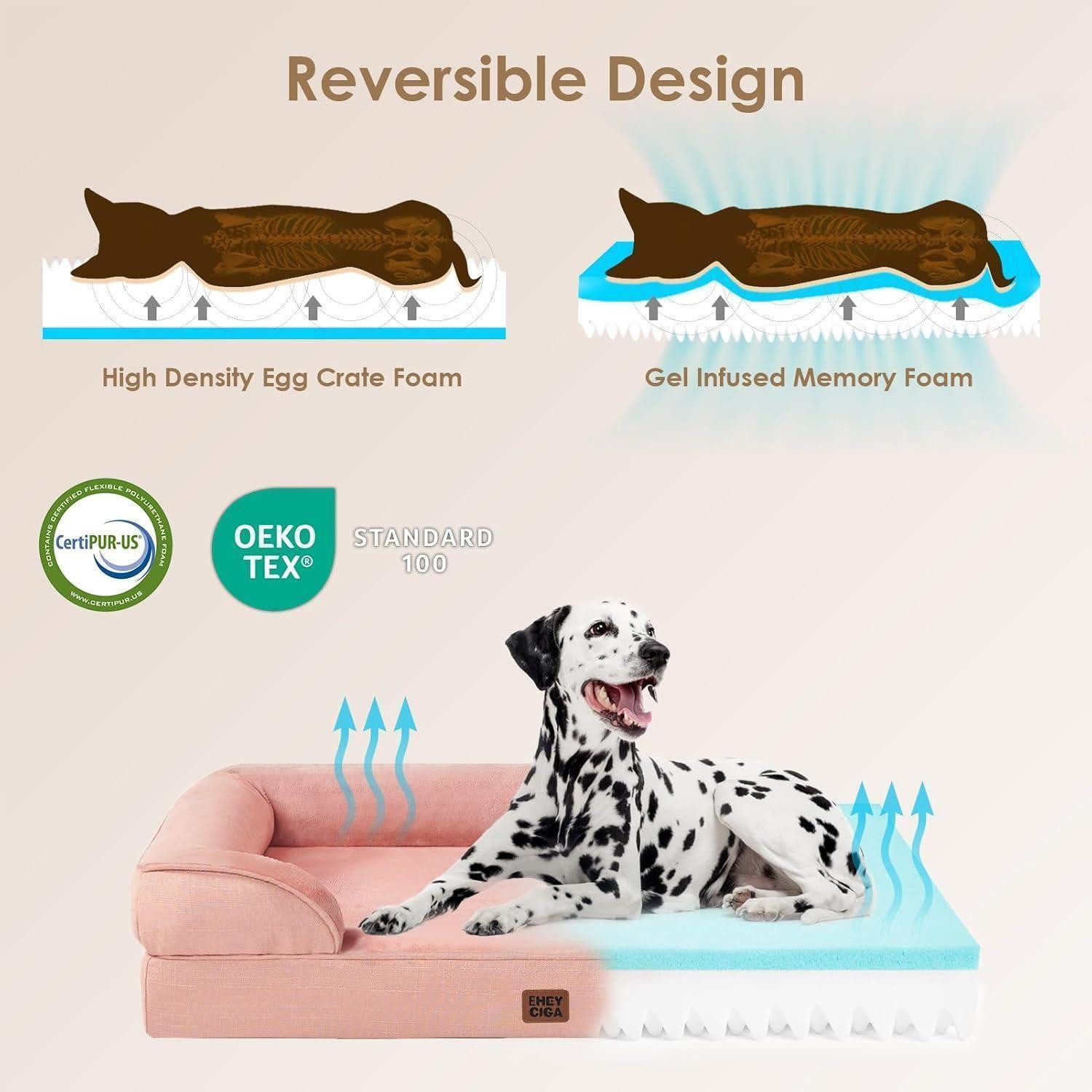 LuxusKollektion Hundebett Hundebett Orthopädisches Memory Foam L 104 x B 69 x H 17 cm Rosa