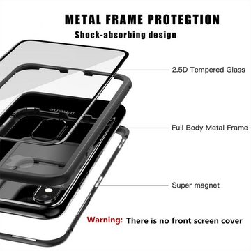 CoolGadget Handyhülle Metall Magnet Handy Case für Apple iPhone 12 / 12 Pro 6,1 Zoll, Hülle Outdoor Schutz Cover Rückseite Glas für iPhone 12, iPhone 12 Pro