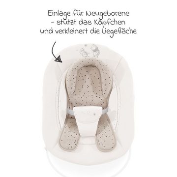 Hauck Hochstuhl Alpha Plus Charcoal - Newborn Set Pooh, Holz Babystuhl ab Geburt inkl. Aufsatz für Neugeborene & Sitzauflage