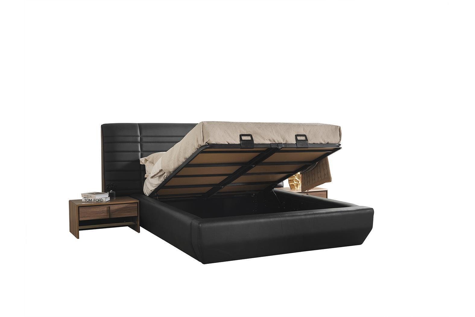 Bett JVmoebel Nachttische Made Schlafzimmer-Set Luxus neu In 3tlg Europe Design, schwarz 2x Schlafzimmer Set
