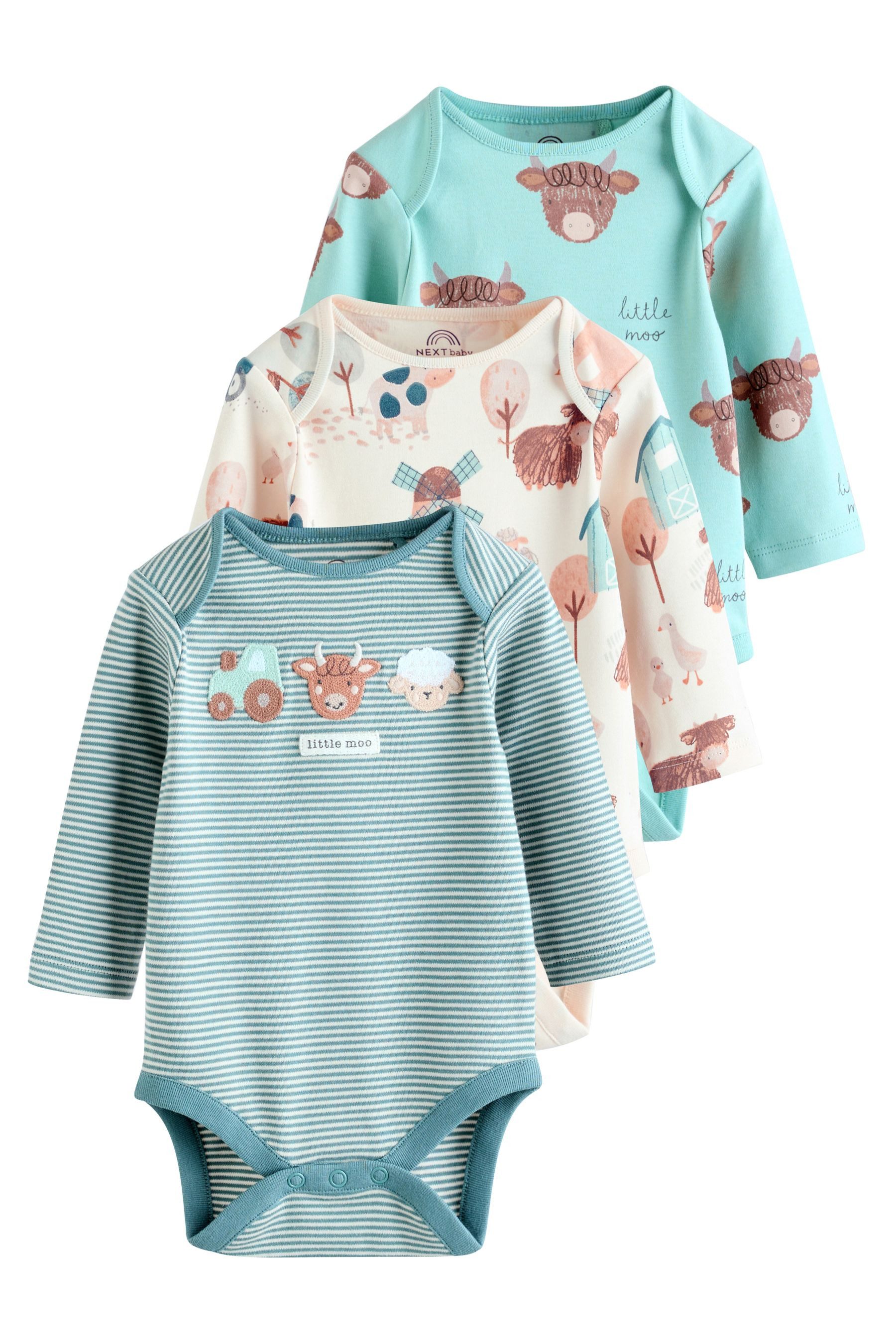 Next Langarmbody Langärmelige Hamish Bodysuits im 3er-Pack (3-tlg)