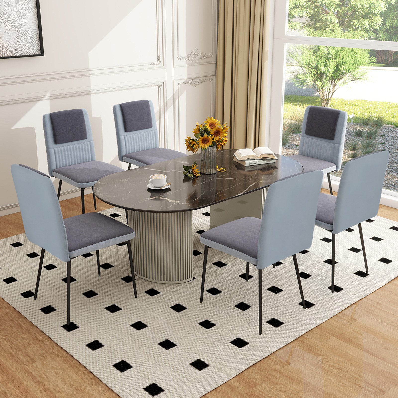 Puluomis Esszimmerstuhl Samt Stuhl mit hoher Rückenlehne, Küchenstuhl 2/4/6 günstig online kaufen