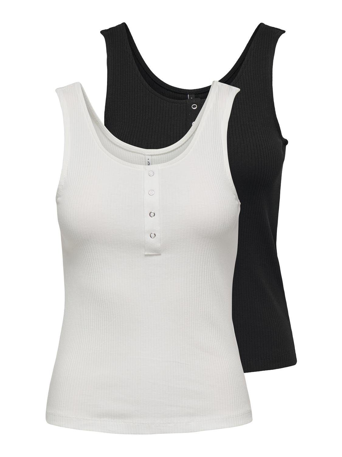ONLY Ripptanktop ONLSIMPLE LIFE S/L BUTTON TOP JRS CS 2PK (Packung, 2-tlg) günstig online kaufen