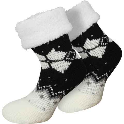 normani ABS-Socken Strick-Hausschuhe mit ABS und Norwegermotiv (1 Paar) kuscheliges Futter