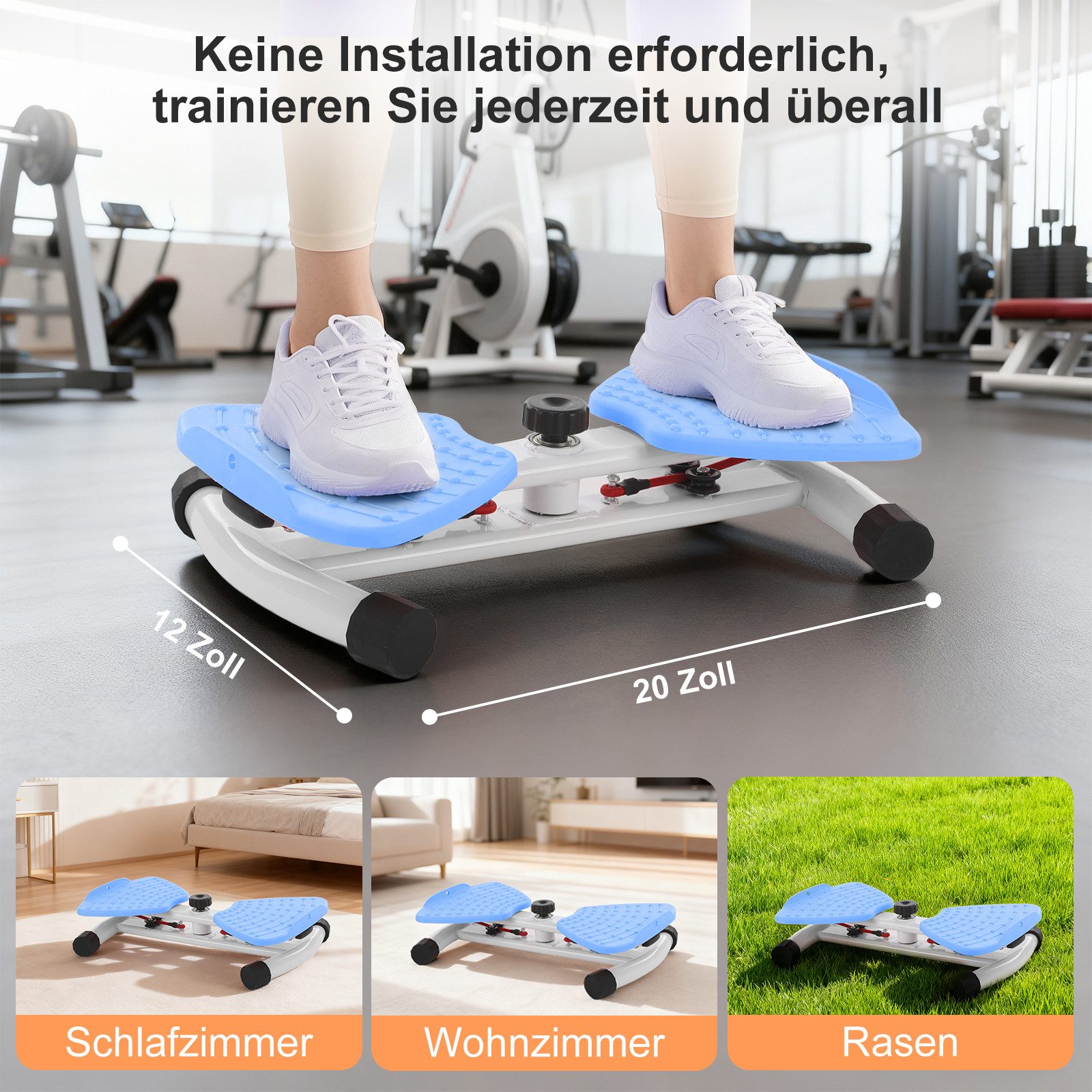 kehot Multitrainer Drehbarer Twister mit Zugbändern, Fitness-Twist-Board für Training, (Stabile Konstruktion mit 90° Rotation für Vielseitige Übungen, Große Rutschfeste Trittfläche 52×32 cm, bis 150 kg belastbar), Inklusive 2 Zugbändern & Anleitung – Ideal für Heimtraining