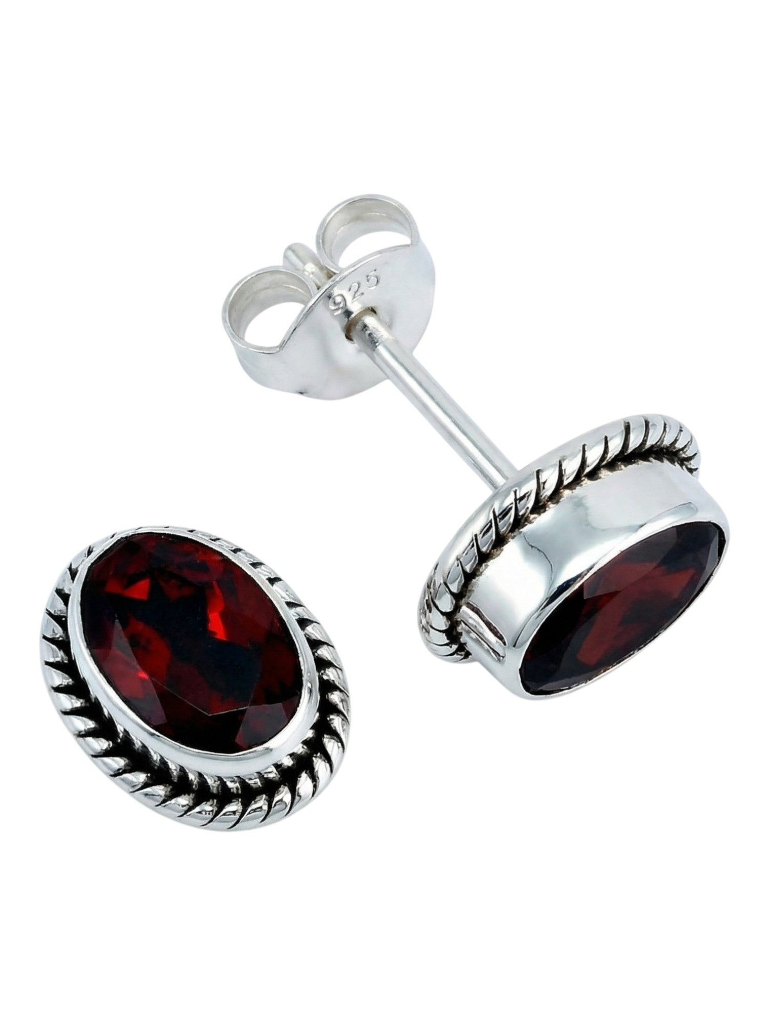 Paar Ohrstecker NOHA aus 925 Silber mit Granat facettiert