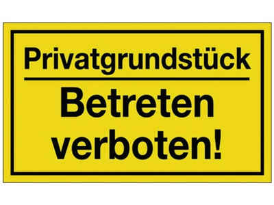 PROMAT Hinweisschild Hinweiszeichen Privatgrundstück/Betreten verboten! L250xB150mm gelb s