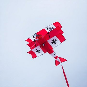 HQ Flug-Drache Kinderdrachen Einleiner Red Baron 3D Flugzeug HQ Drachen, (1-tlg), Einleiner Drachen für Kinder