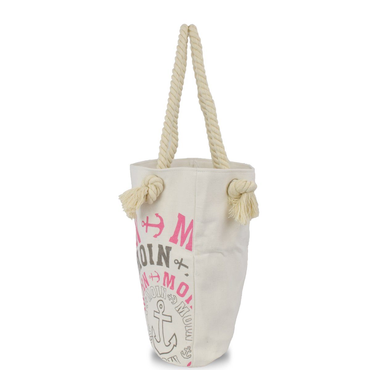 Sonia Originelli Umhängetasche Innentasche Reißverschluss City Einkaufstasche Bag, kleine "MOIN" Shopper Tasche mit grau-rosa