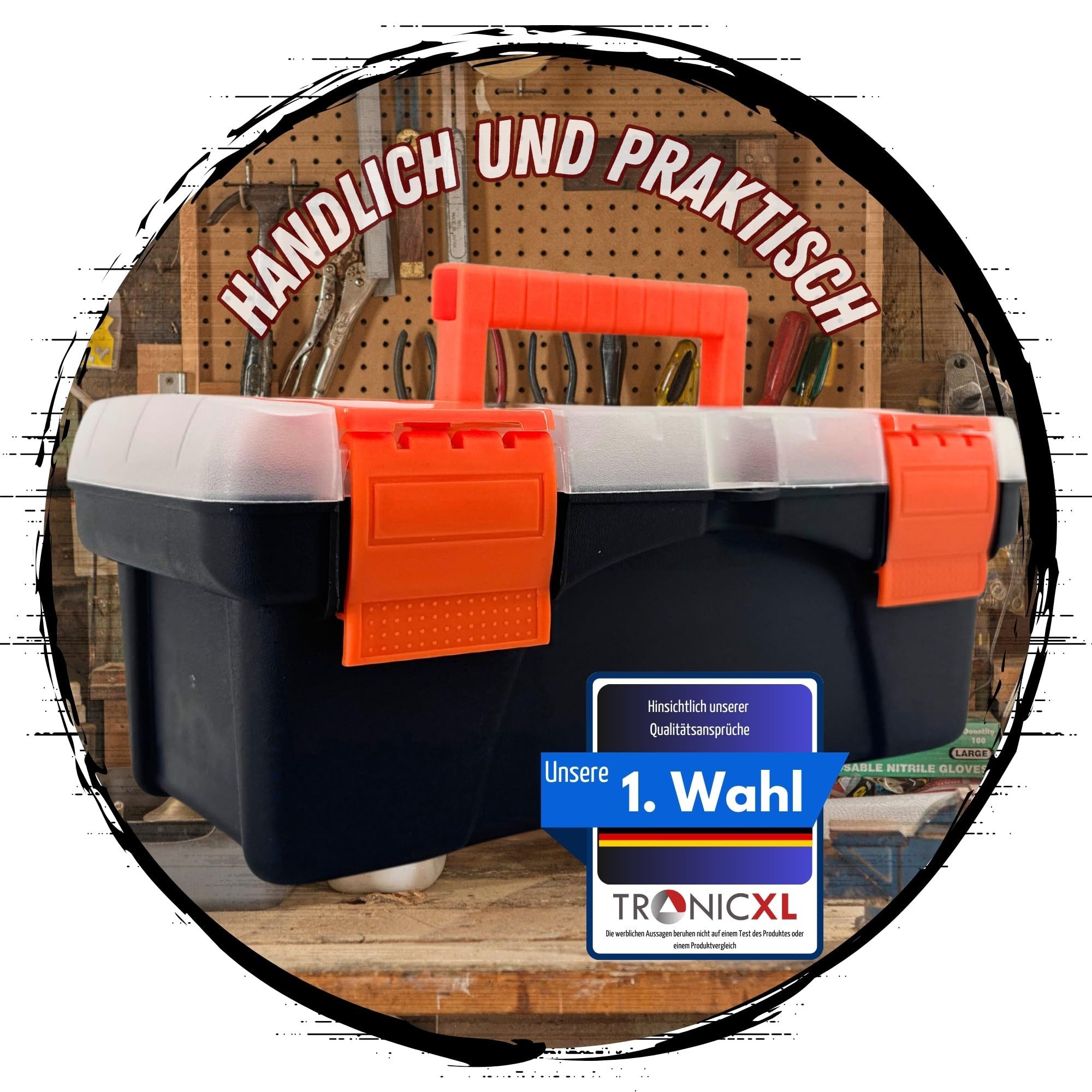TronicXL Werkzeugkoffer Werkzeugkoffer Kunststoff mit Kleinteilemagazin leer klein Kiste, Werkzeug Koffer Werkzeugkiste Angelbox