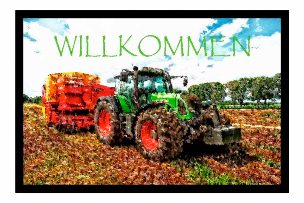 Ladreas Fußmatte Schmutzfangmatte Willkommen Traktor Landwirtschaft F705, 60x40