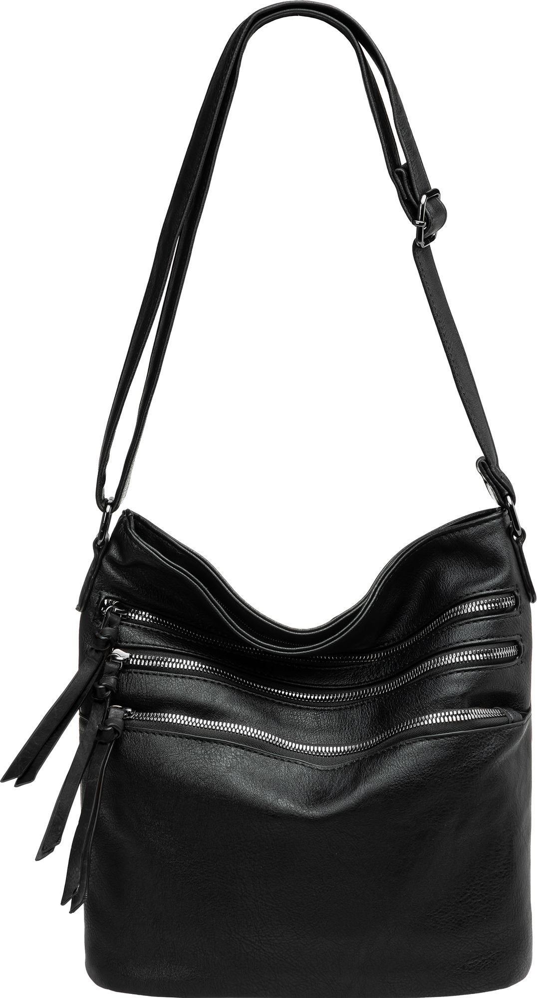 Caspar Umhängetasche TS1071 sportlich elegante mittelgroße Damen Crossbody Bag Umhängetasche schwarz