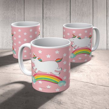 Mr. & Mrs. Panda Tasse Einhorn Regenbogen - Rot Pastell - Geschenk, Tasse, Teebecher, Erwach, Keramik, Herzberührende Designs