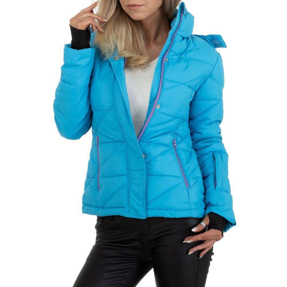 Damen Jacken Ital-Design Winterjacke Damen Freizeit Kapuze (abnehmbar) Gefüttert Winterjacke in Blau