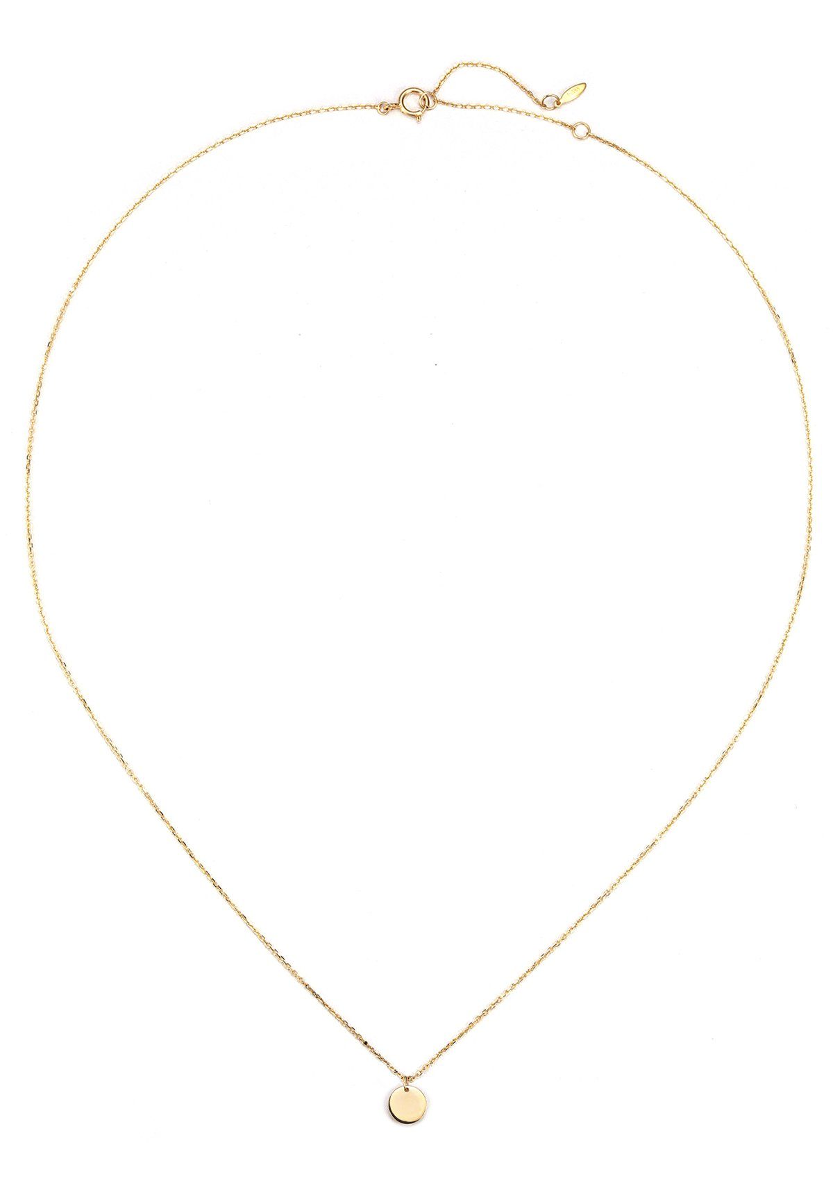 Dear Me Goldkette für Damen mit Kreis Anhänger, 585 Gold Kette, 14K Massivgold Geo Münze Halskette, Echtgoldschmuck