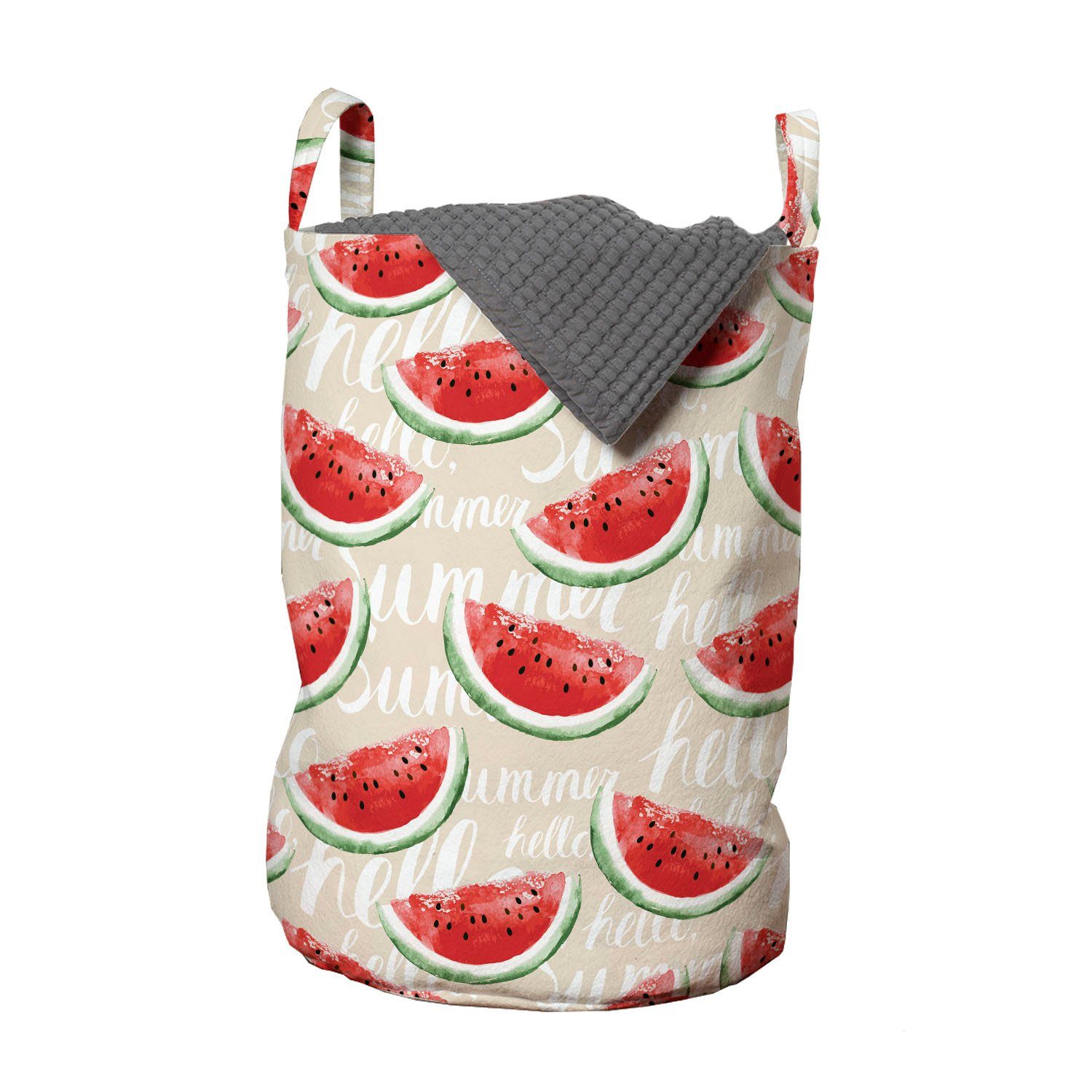 Abakuhaus Wäschesäckchen Aquarell Früchte mit für Wassermelonen Wäschekorb Griffen Kordelzugverschluss Waschsalons